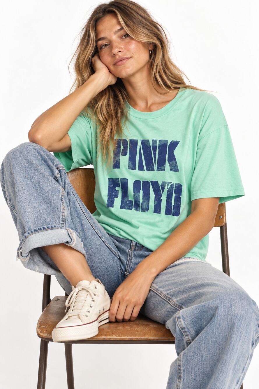 NWT American Eagle Pink Floyd Distressed Graphic Tee Mint Green Size S